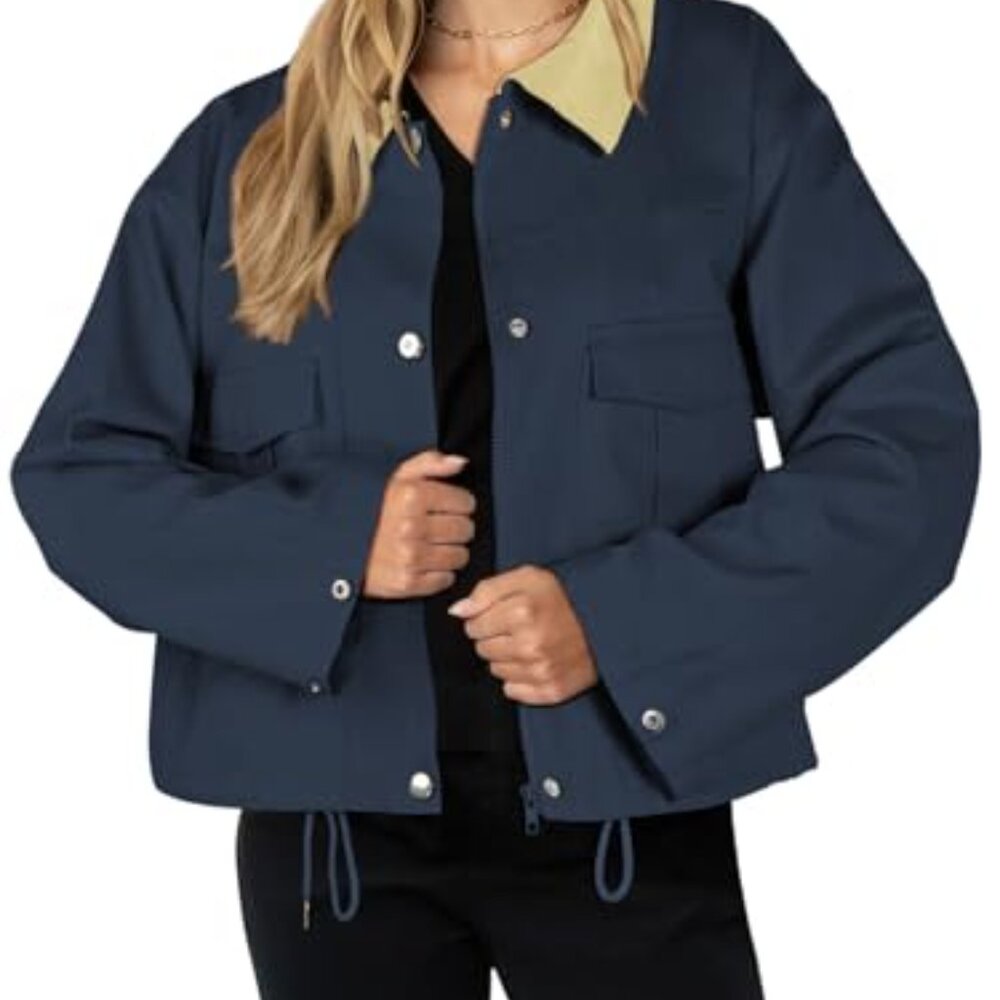 Cropped Bomber Jacket Oversized Utility Zip Up Li… - image 5